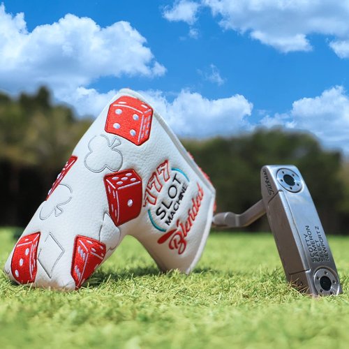 BAIRBRE Golf Club Covers Lucky 777 Blade Putter Headcover Golf Driver Covers Fairway Wood Headcover Hybrid Head Cover Blade Putter Cover Leather 3 Wood Headcovers Golf Headcovers for All Brand