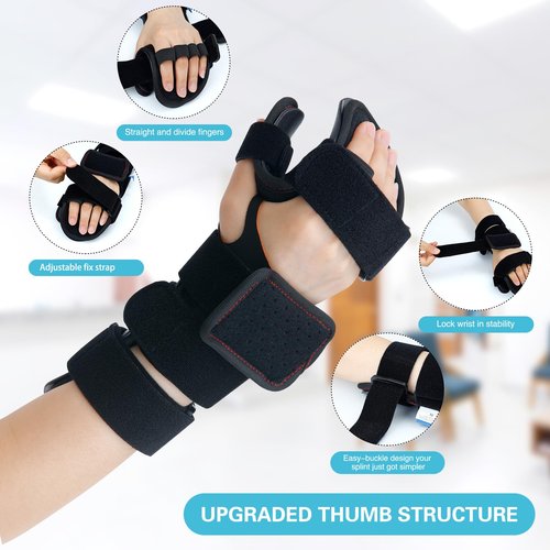 Lerboai Resting Hand Splint Stroke Night Immobilizer with Included Wrist Brace Enhanced Experience, Functional Wrist Finger Brace- Pain Relief For Carpel Tunnel, Stroke Recovery, Arthritis, Tendinitis