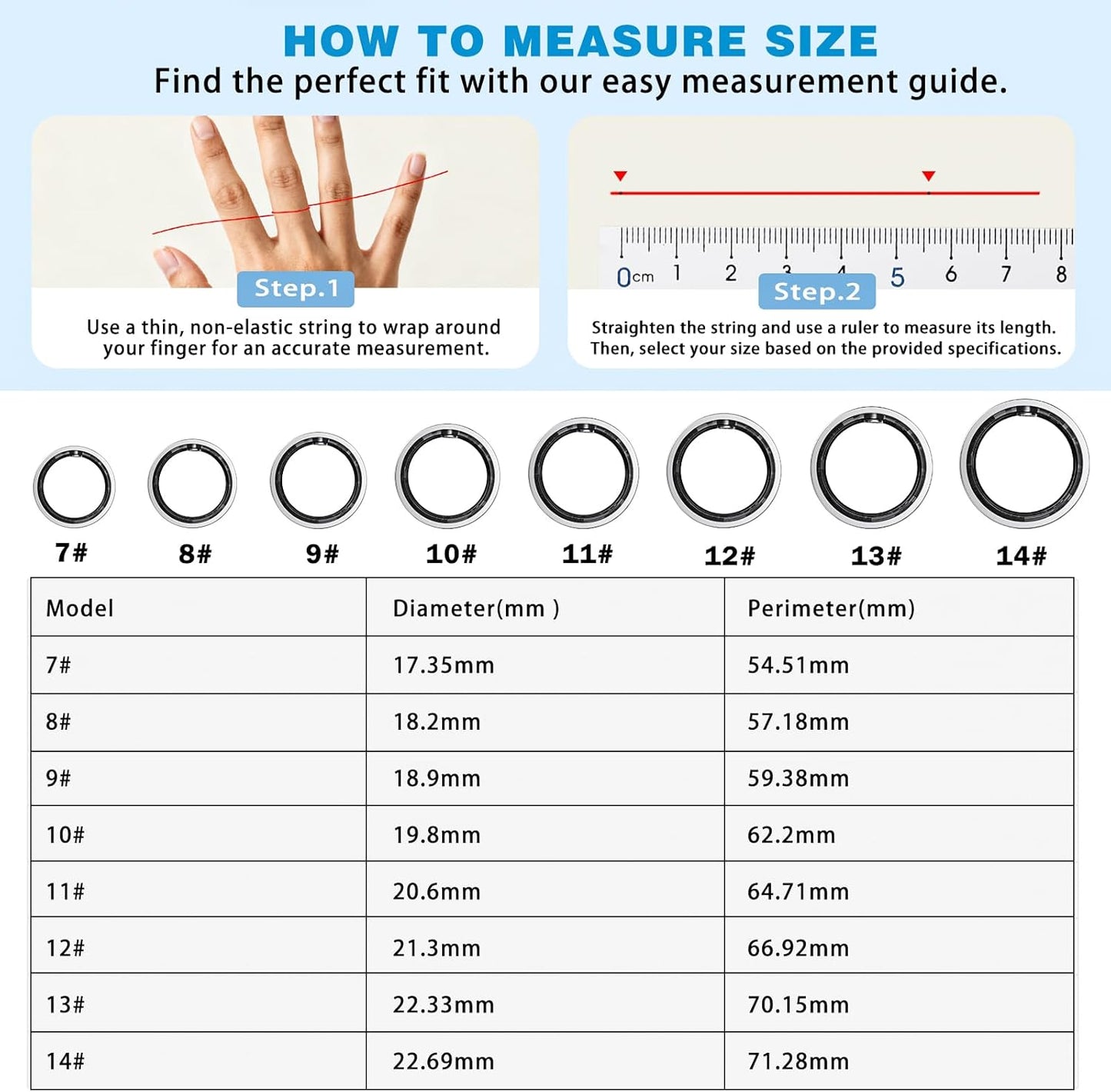 Smart Ring by [Brand Name] - Health & Fitness Tracker with Sleep Monitoring, SpO2 & Heart Rate | Silver Size 7