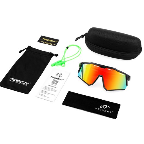 FEISEDY Polarized Sports Sunglasses for Men Women,Teens Baseball Tennis Sunglasses, TR90 Cycling Glasses B4151