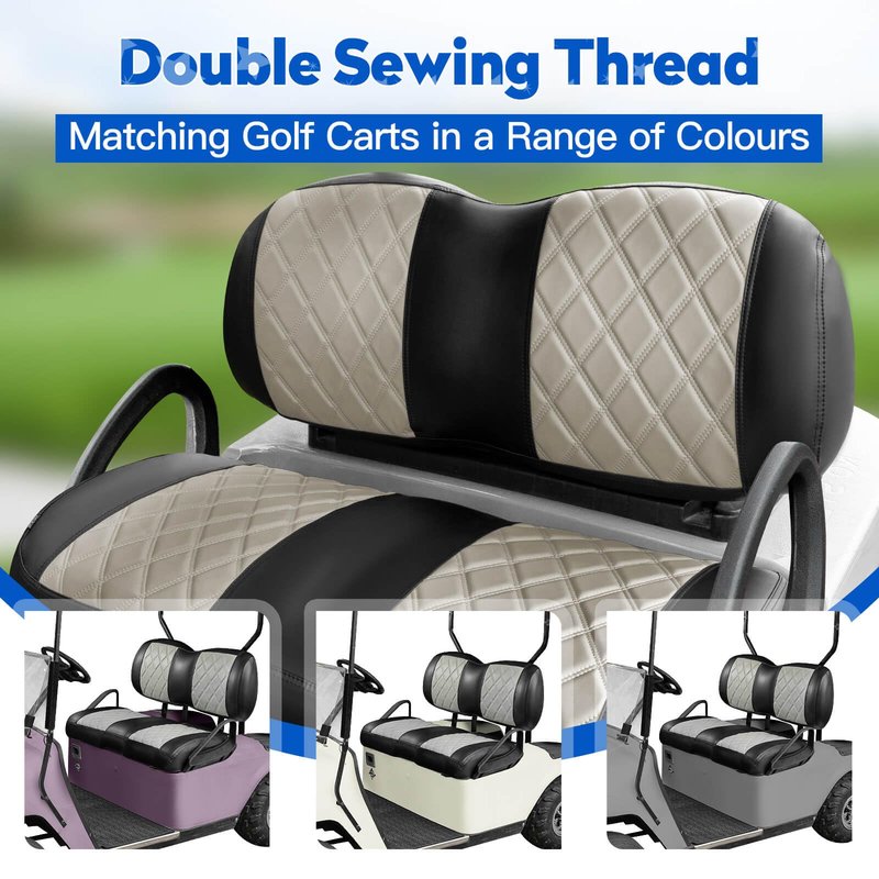 NOKINS Golf Cart Seat Covers Fit Club Car Precedent/Tempo/Onward Premium Front Seat Cushion, Golf Cart Vinyl Leather Diamond Seat Covers, Soft/Scratch-Resistant/No Stapler Needed (Oyster Gray&Black)