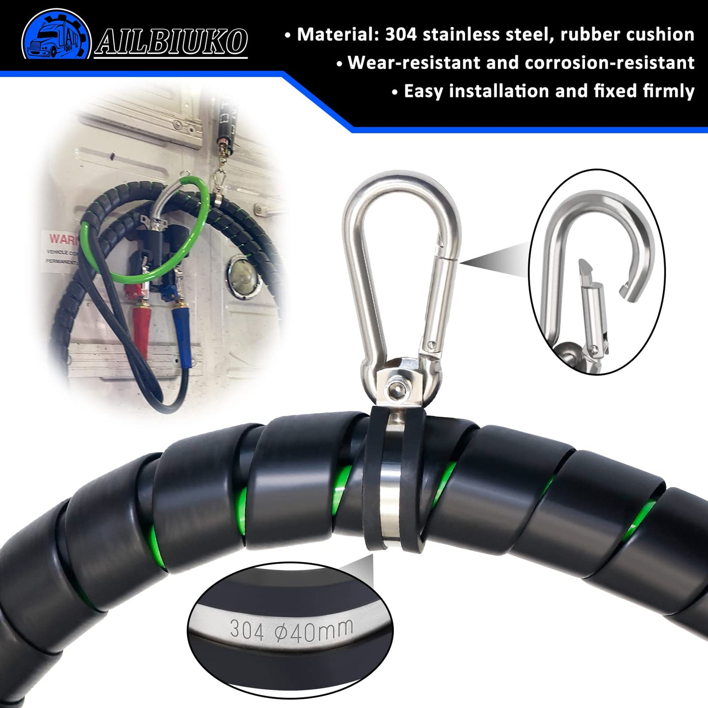 Ailbiuko Air Lines for Tractor Trailer, 12FT 3 in 1 Semi Truck Air Hose Kit ABS 7 Way Electrical Cable and Rubber Air Line Hose Wrap Assembly