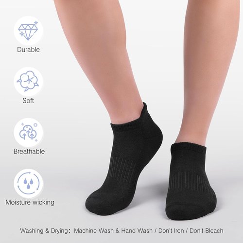 Felicigeely Ankle Running Socks - Breathable Cushioned Low Cut Sports Socks for Men & Women | 6 Pairs