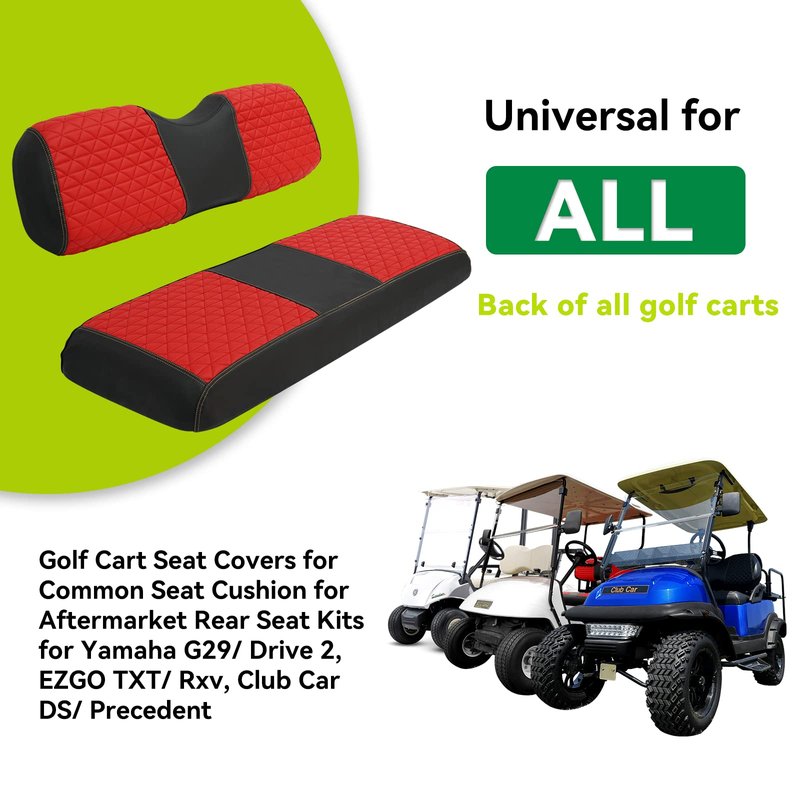 YUWEIDG0769 Universal Golf Cart Rear Seat Covers for Common Seat Cushion for Aftermarket Back Seat Kits, Red Vinyl Golf cart Seat Cover