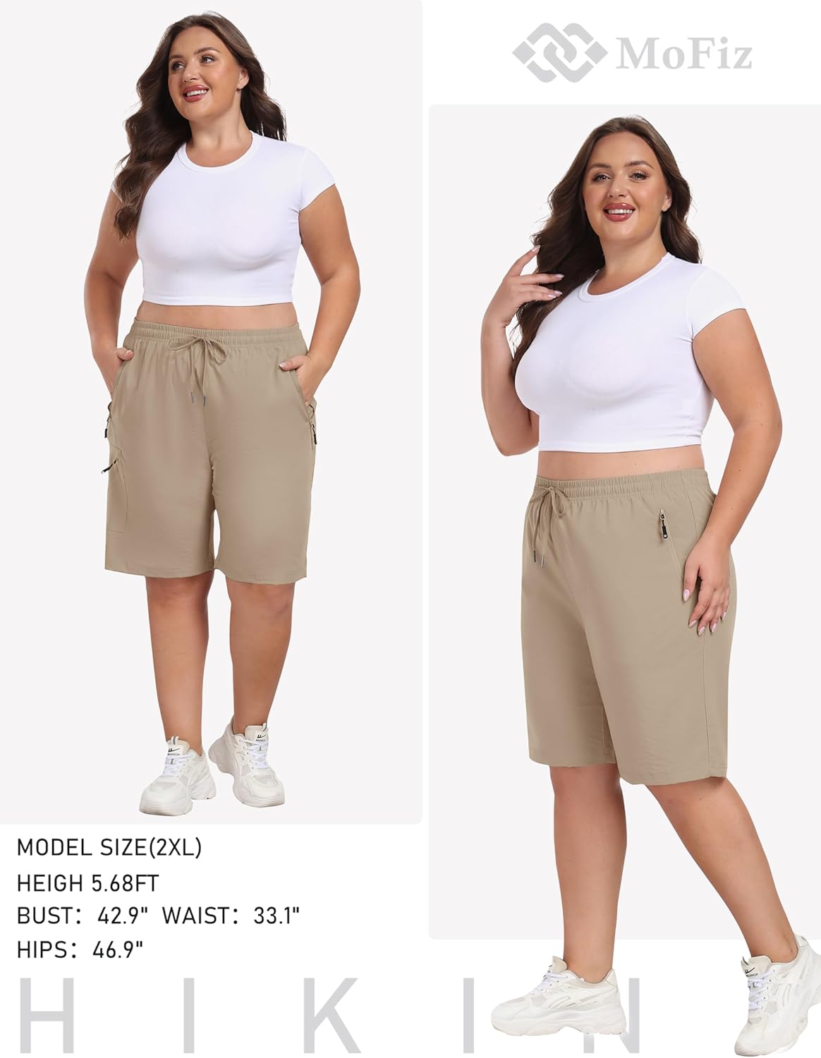 MoFiz Women's Plus Size Hiking Cargo Shorts - Quick Dry Lightweight Summer Activewear with Pockets