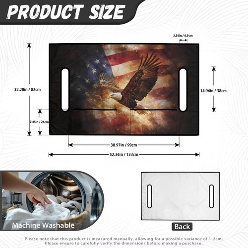 Tomeusey Golf Cart Seat Cover Blanket with 4 Pockets, Portable Sport Golf Cart Seat Protector, American Flag Eagle Club Car Seat Towel Blanket with Holes, Easy to Install Clean