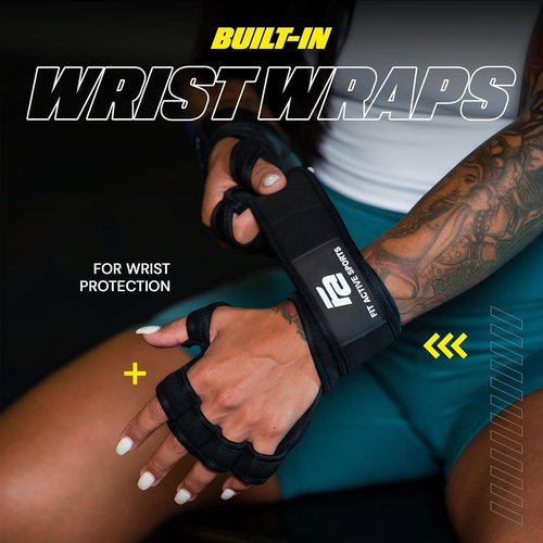 Fit Active Sports Ventilated Weight Lifting Workout Gloves with Wrist Wraps | Ideal for Gym & Cross Training
