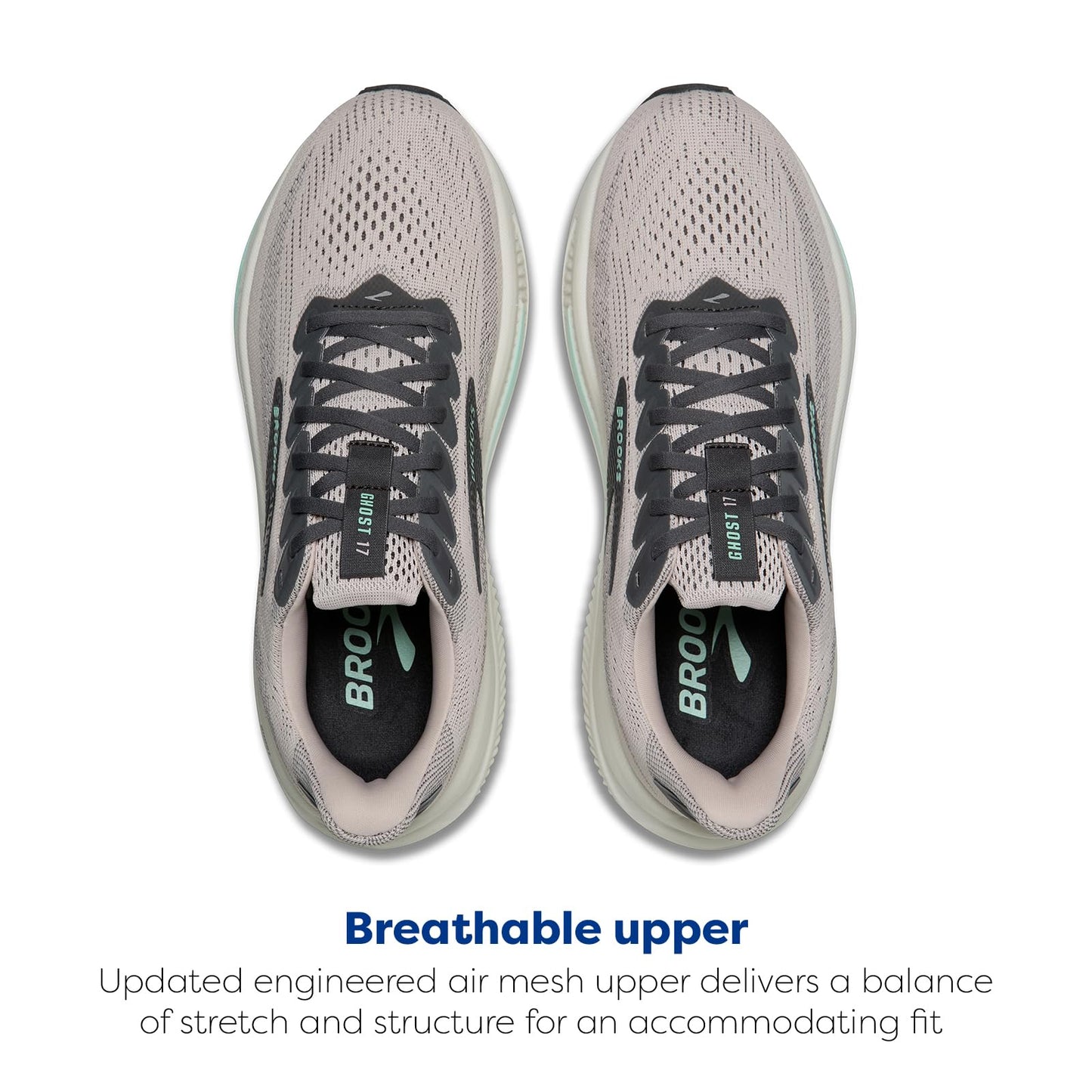 Brooks Women’s Ghost 17 Neutral Running Shoe - Mauve/Yucca/Bluewash - 9.5 Medium