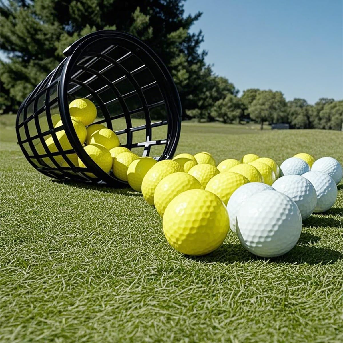 ZLY Golf Ball Basket - Durable Plastic Ball Container with Handle | Holds 25 Balls - Black