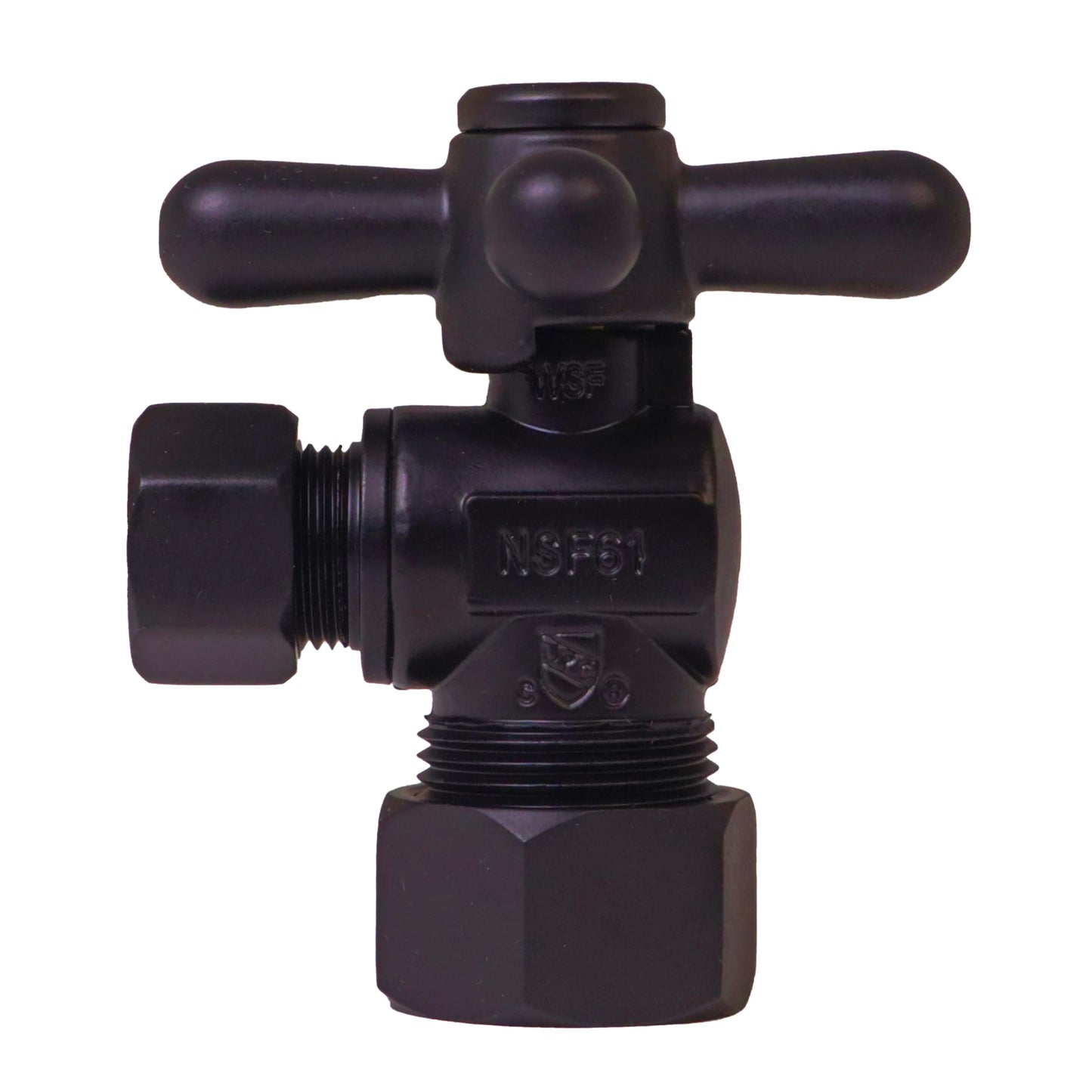 Westbrass D105BX-2-62 1/4-Turn Cross Handle Angle Stop Shut Off Valve, 5/8" OD x 3/8" OD, Matte Black (2-Pack)