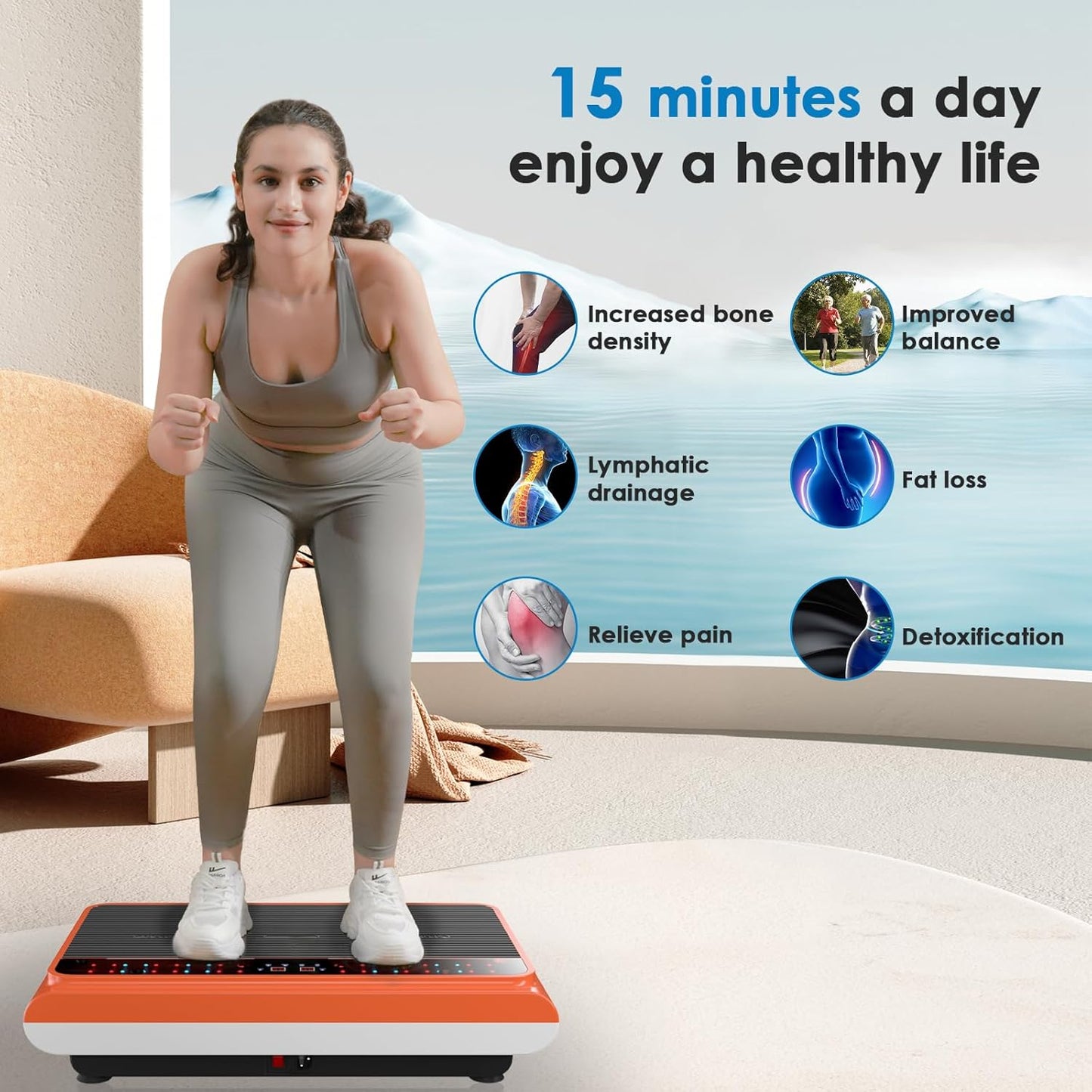 Natini Vibration Plate Exercise Machine - Whole Body Workout for Weight Loss | Home Fitness with Resistance Bands