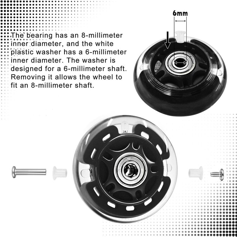 Nattork 8-Pack Inline Skates Wheels 70mm with Bearings for Indoor and Outdoor Replacement - High Performance Durable Wheel for Smooth Riding Upgrades Black