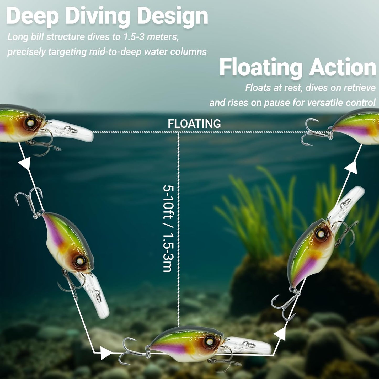 Stonefish Deep Diving Crankbait - Sinking Fishing Lure for Bass & Trout | PZ11-FT Saltwater Tackle
