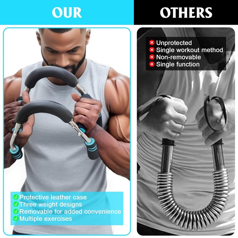 Twister Arm Trainer, Adjustable Chest Workout Equipment, Arm Trainer for Men, Portable Power Twister Bar, Detachable Design Fitness Anywhere (Blue, 40-100lb)