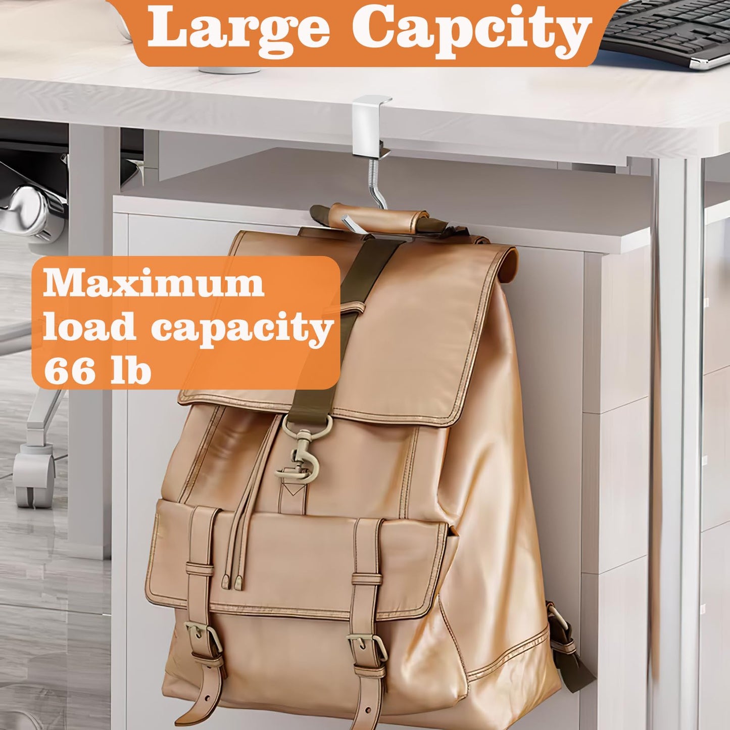 Vinommart 6 Pcs Adjustable Table Hooks for Hanging Bags, Heavy Duty Metal Backpack Hooks for Desk