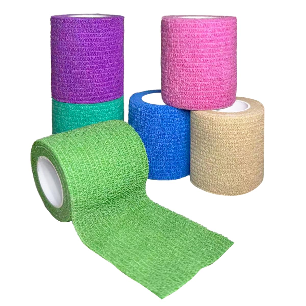 Self Adhesive Bandage Wrap, 2''x5 Yards, 6 Pack, Cohesive Sports Tape, Breathable Elastic Bandage Wraps