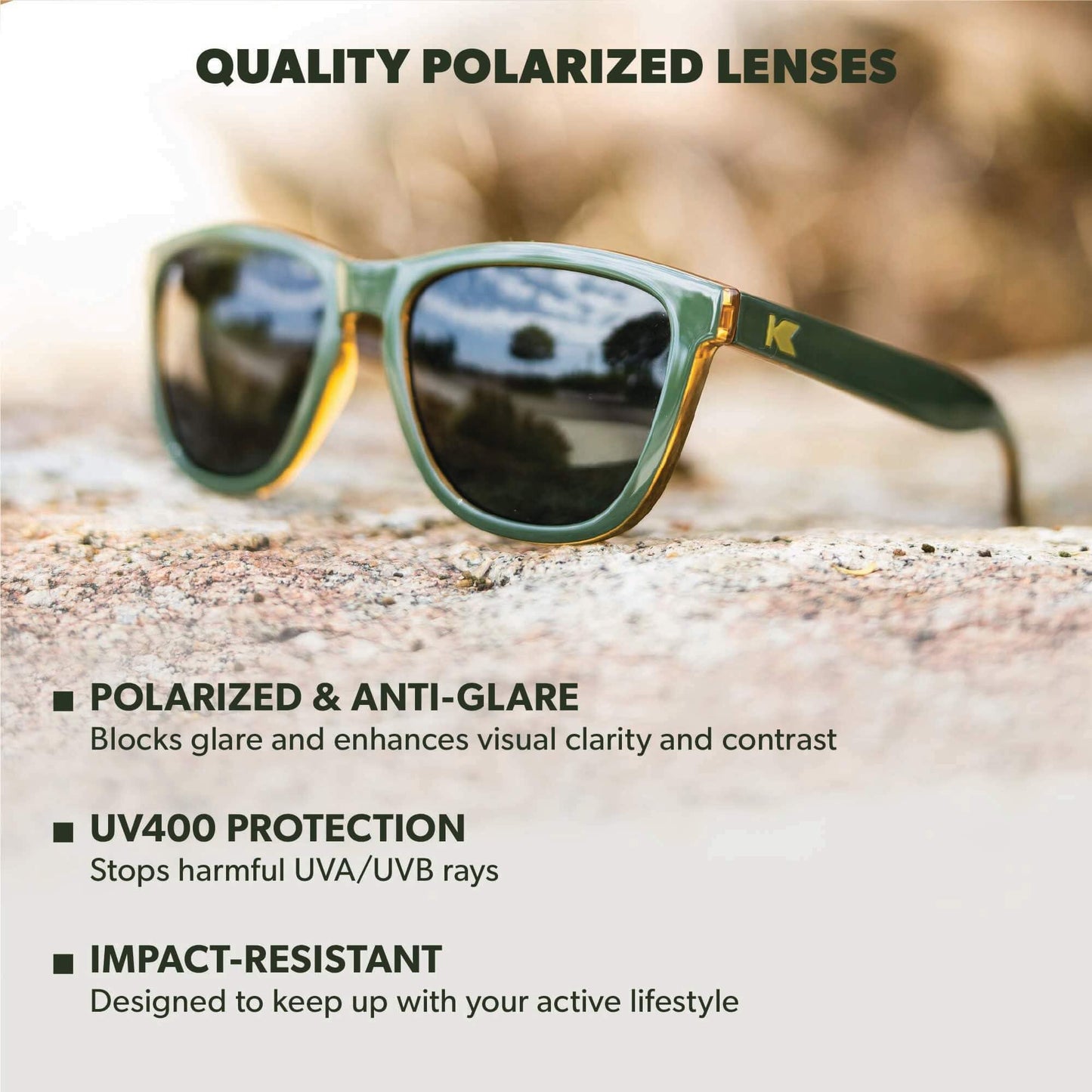 Knockaround Square Polarized Sunglasses for Men & Women - UV400 Protection