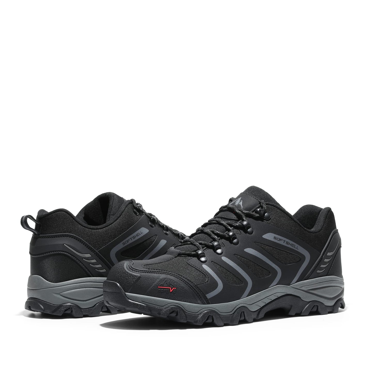 NORTIV 8 Men's Low Top Waterproof Hiking Shoes Trekking Trails Outdoor Work Shoes,Size 10.5W,Black/Dark/Grey,160448_Low