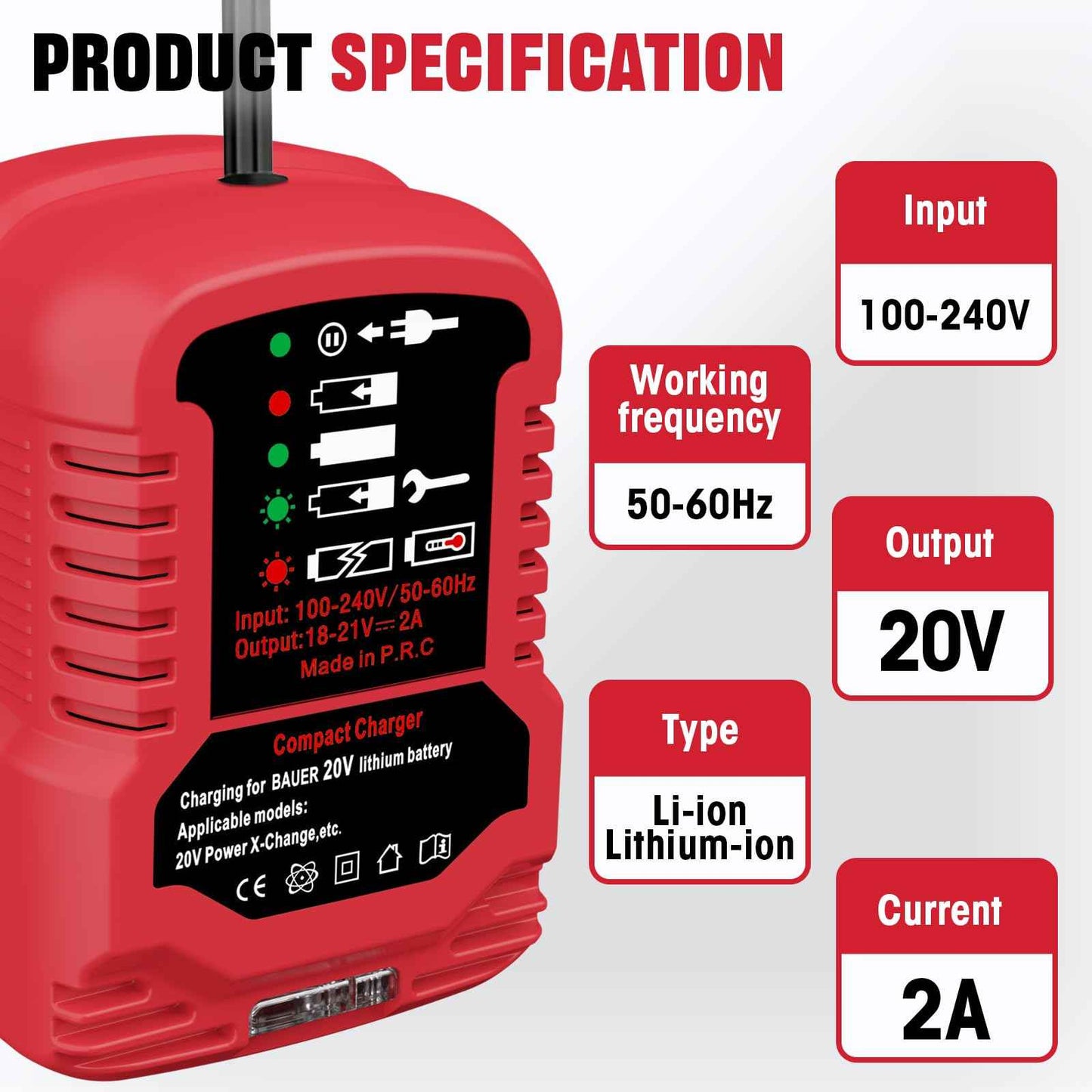 Replacement for Bauer 20V Battery Charger