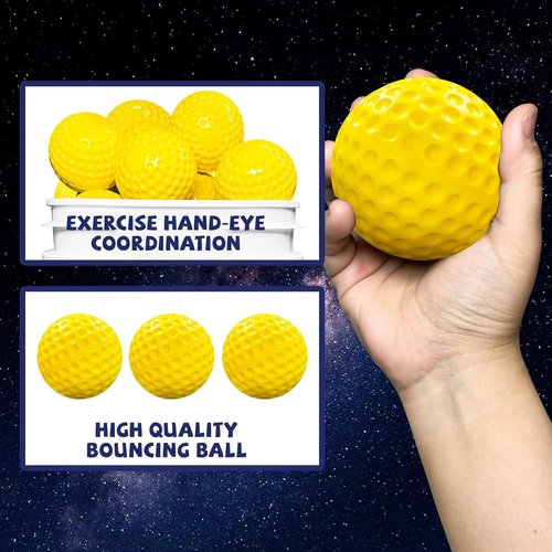 Bucket Pitching Machine Baseballs - 24/36 Pack of 60 MPH High Bouncy Yellow Dimpled Practice Balls | Lightweight & Durable for All Ages