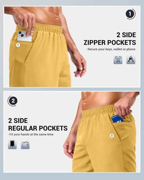 G Gradual Men's Gym Shorts - Quick Dry Athletic Running & Basketball Shorts with 2 Zipper Pockets | 7"/5"/9" Sizes