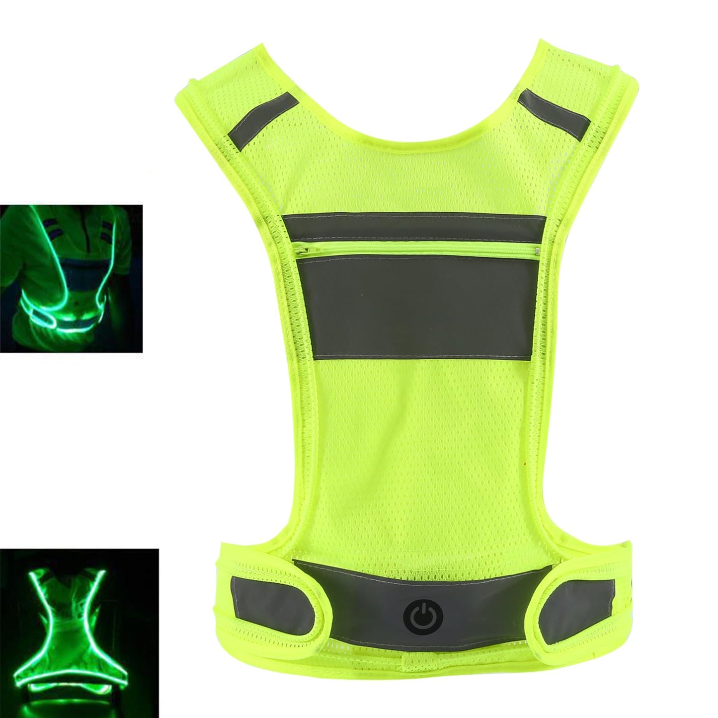 Shaiensaftey LED Safety Reflective Vest, USB Rechargeable Running Reflector Gear with Storage Pocket, Adjustable Vest