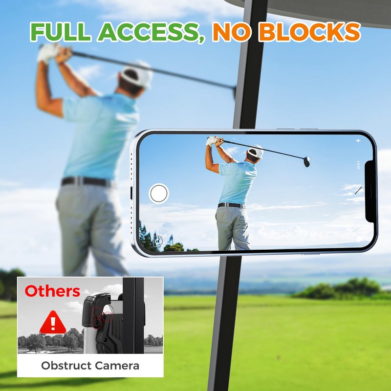 10L0L Magnetic Golf Cart Phone Holder for MagSafe iPhone 16/15/14/13/12, 360° Rotatable, One-Hand Operation, Fits Yamaha/EZGO/Club Car - Includes Free Golf Accessory Clip (Black)