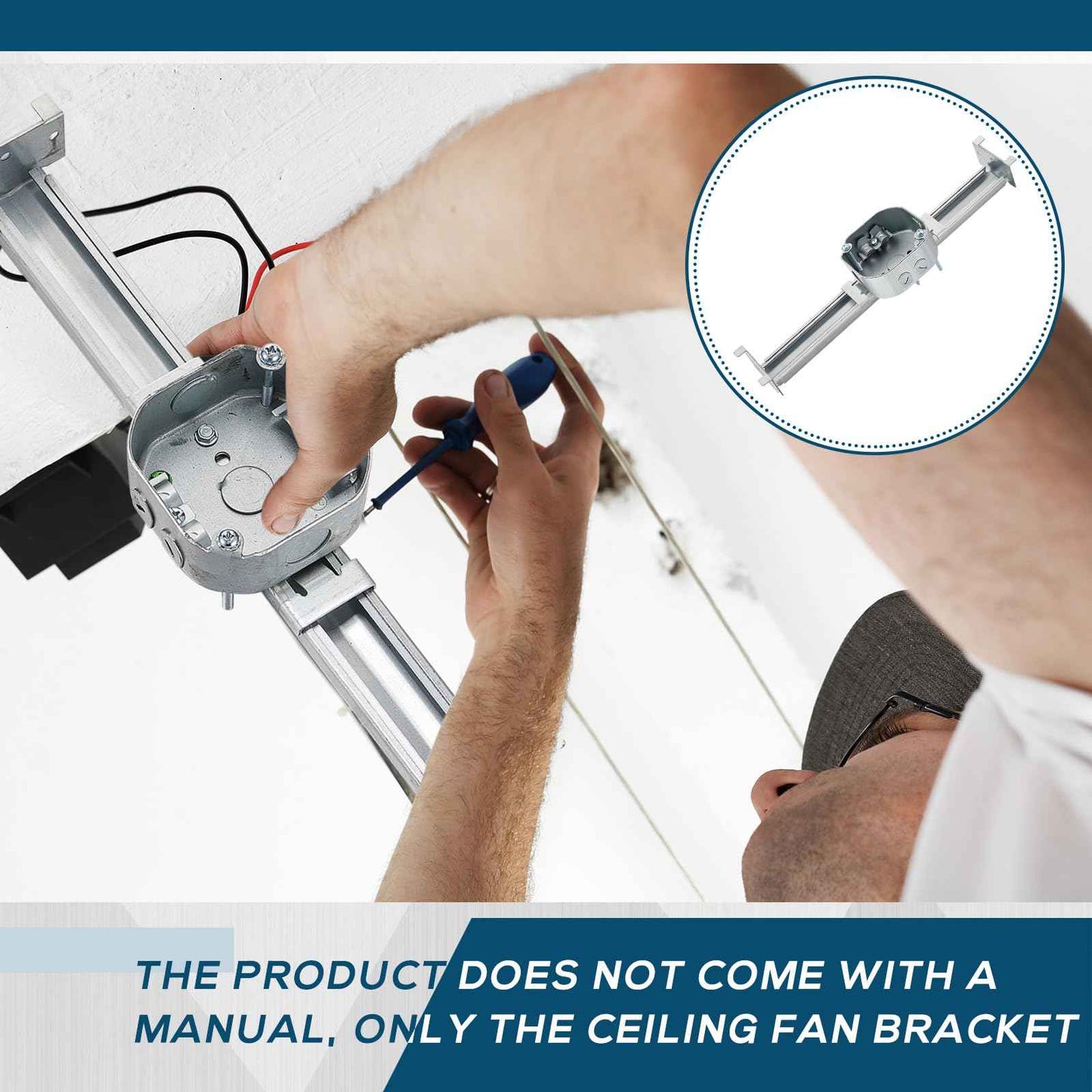 Tandefio 1 Pcs Adjustable Ceiling Fan Bracket Ceiling Mounting Bracket Electrical Box for Fans and Light Fixtures, 14.7 Inches in Length