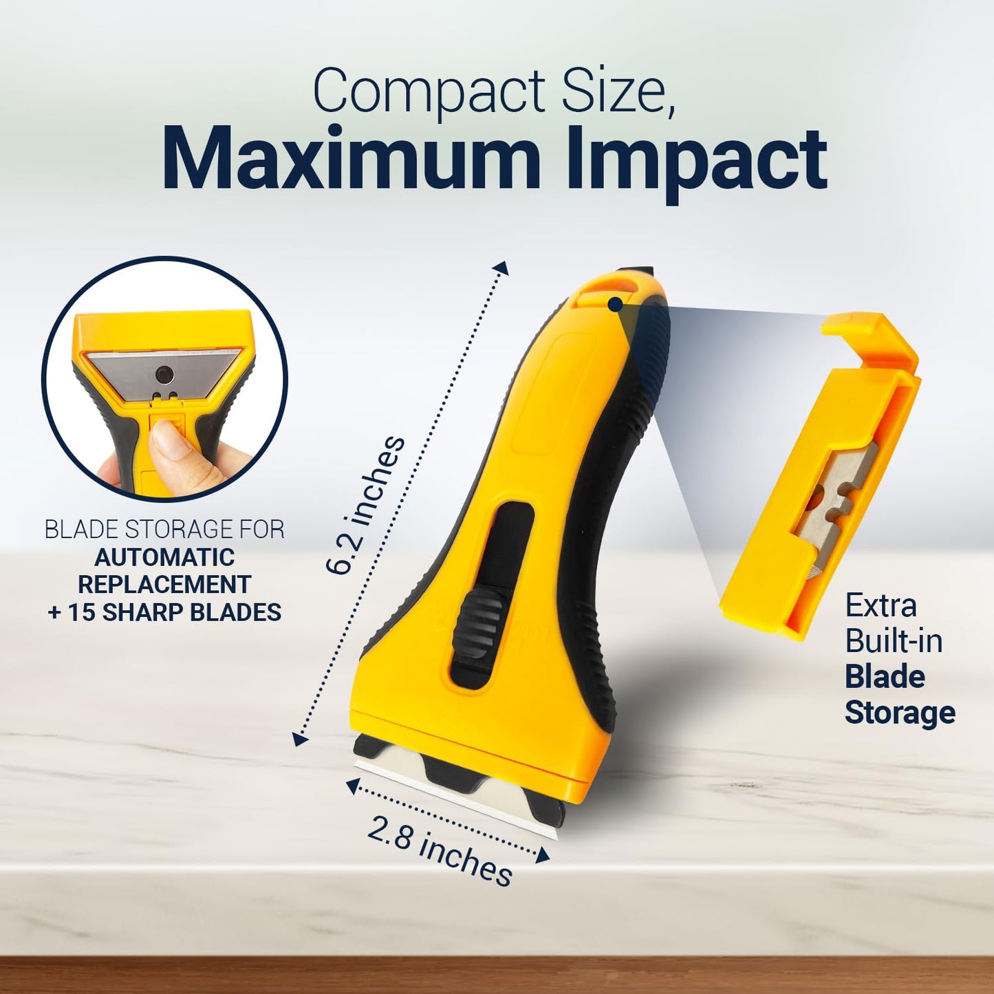 Razor Blade Scraper Tool With 15 Extra Blades - Razor Scraper Tool for Glass, Glass Stove Top Scraper, Scraper Tool Kitchen, Paint Scraper Tool, Glass Scraper, Window Scraper, Scraper For Cleaning