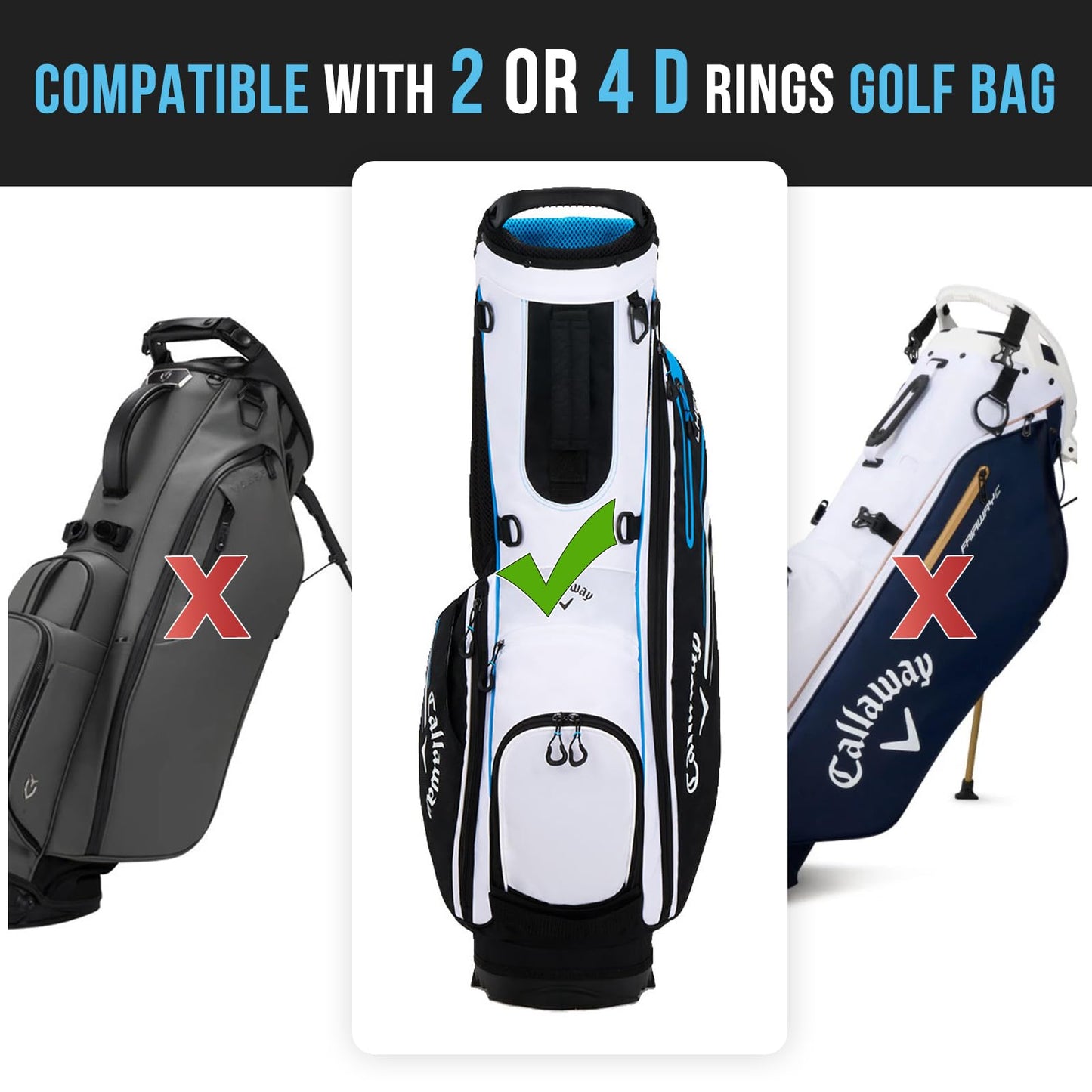 montela golf Bag Straps Double Shoulder Golf Bag Strap Replacement Adjustable Padded Golf Bag Carry Strap with 4Pcs Rotate Hooks