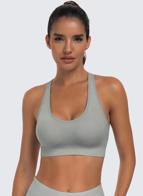 3-Pack Criss-Cross Strappy Sports Bras for Women - Padded High Impact Seamless Yoga Exercise Athletic Bra