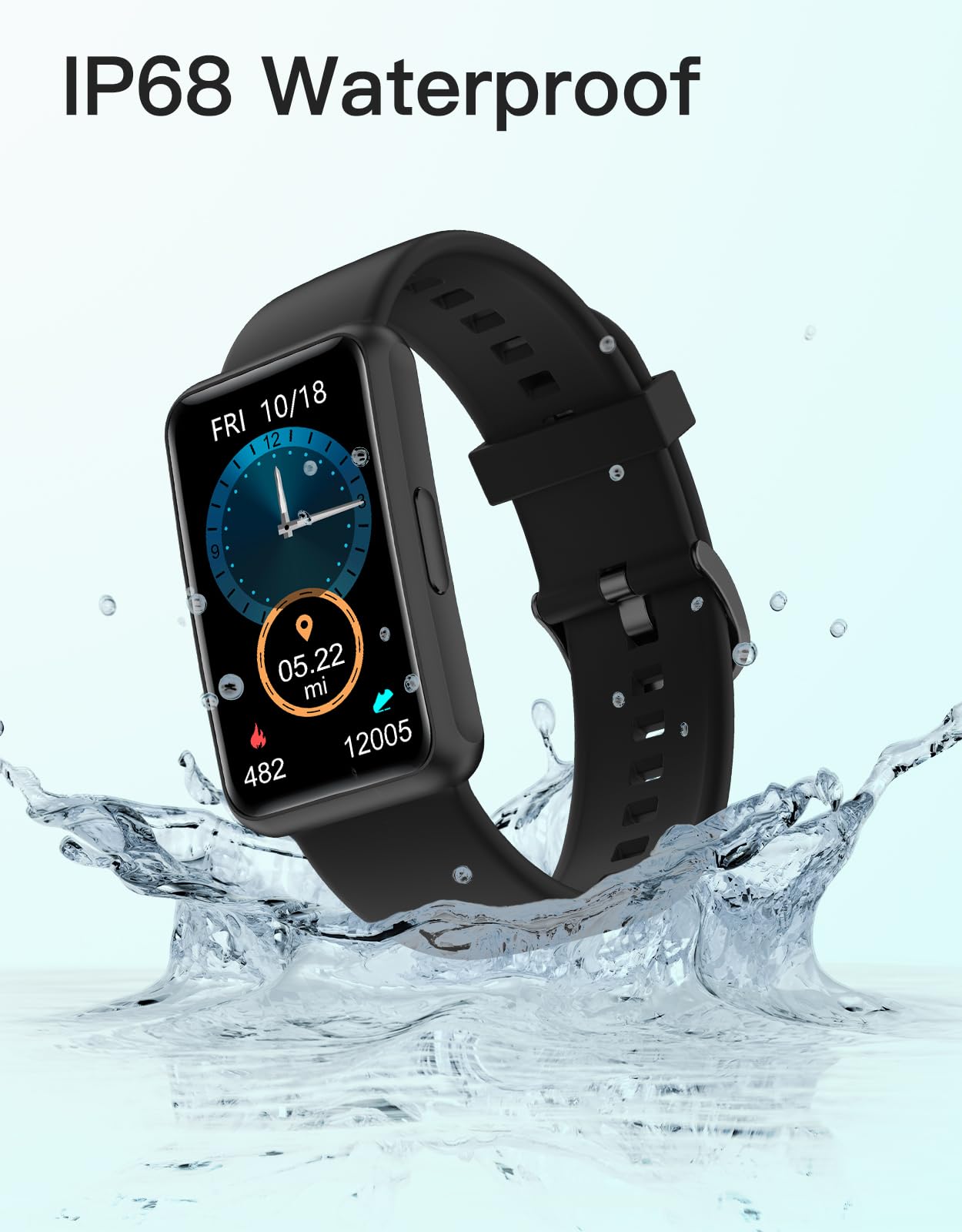 HUAKUA Pedometer Watch No Bluetooth Fitness Tracker Step Counter Black