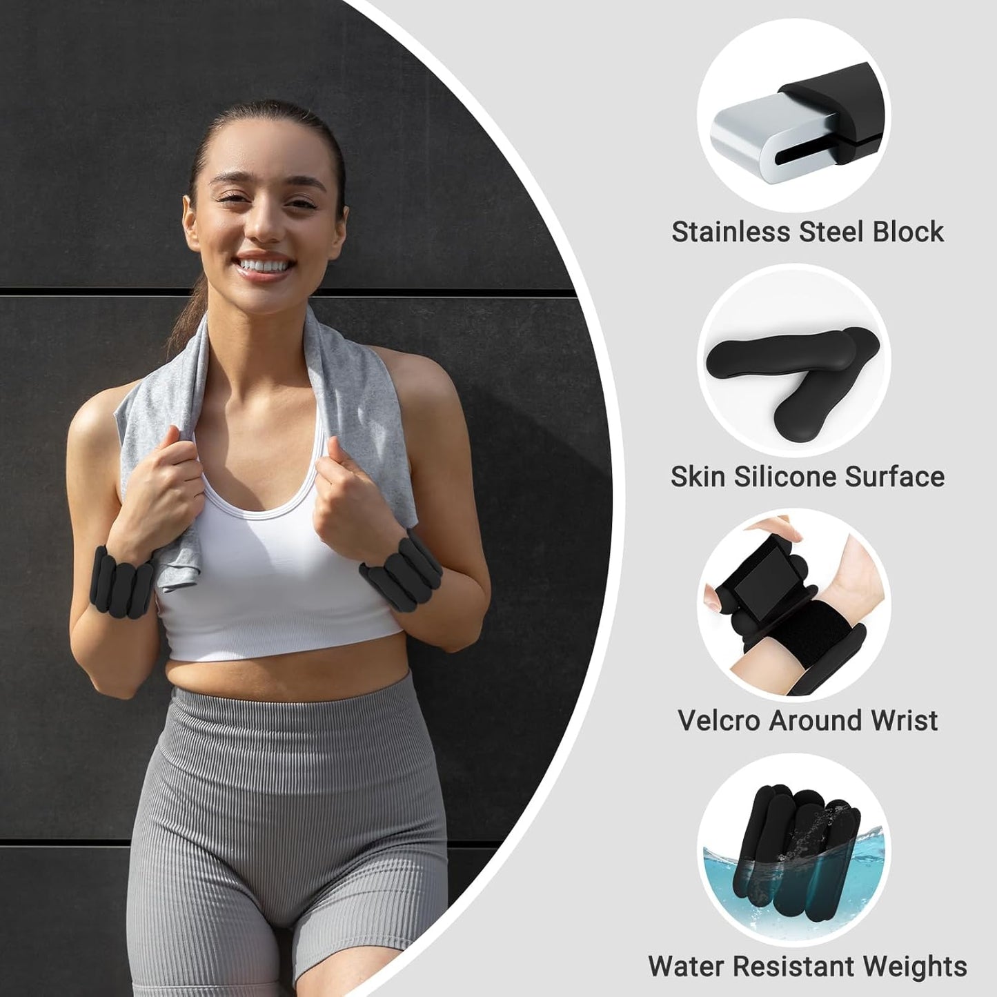 Skiennix Wrist And Ankle Weights - 1lb & 2lb Wearable Bangles for Strength Training & Yoga