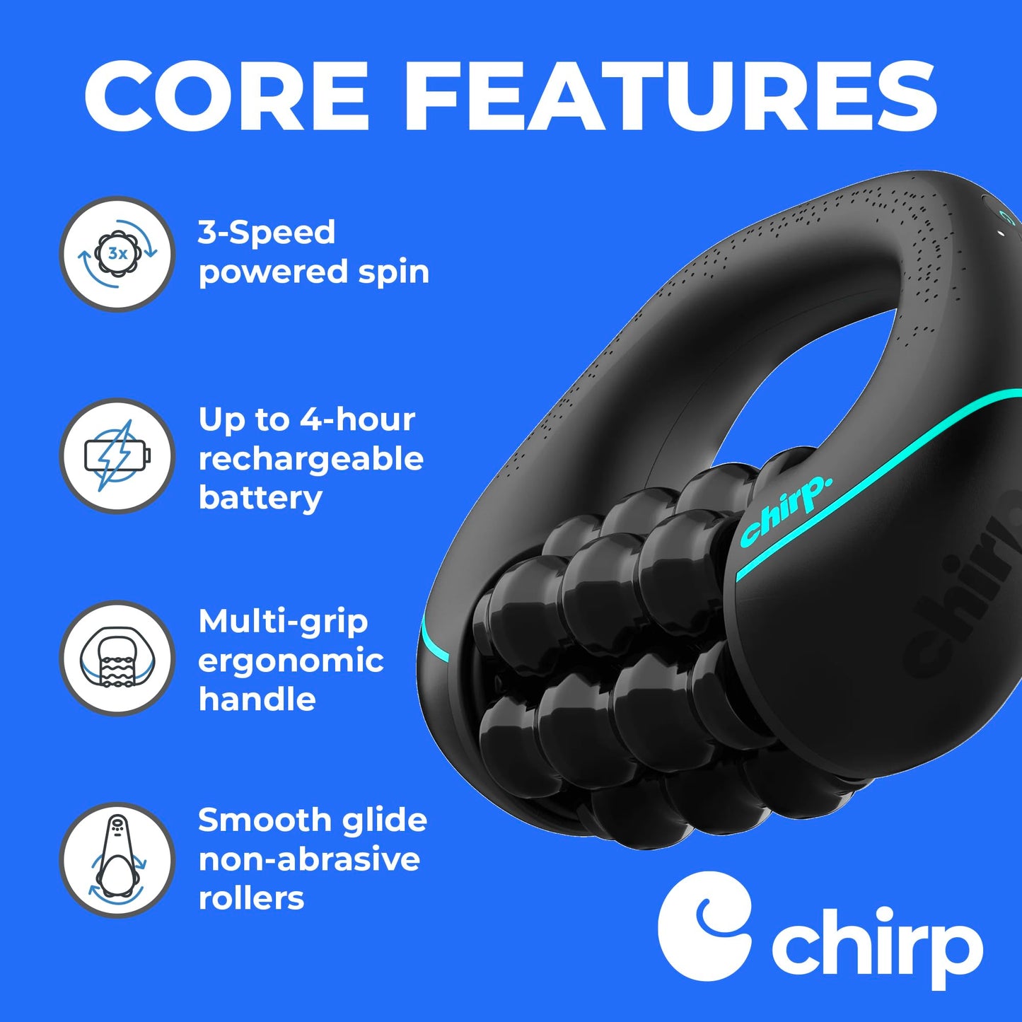Chirp RPM Mini Rolling Percussive Massager, Deep Tissue Muscle Roller
