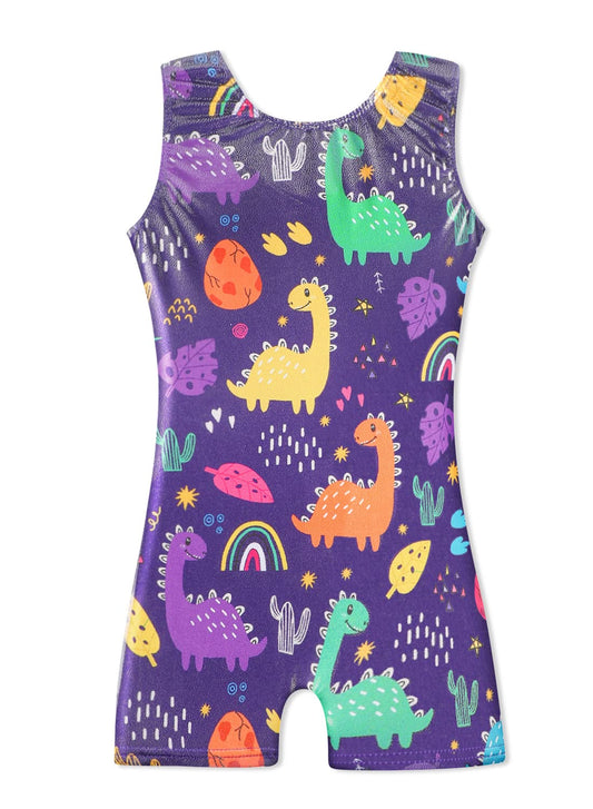 HOZIY Girls Leotards for Gymnastics Dinosaur Purple Size 7-8 Years Old Colorful Multicolored Strawberry Cactus Stars Rainbow Outfits Clothing Apparel Sparkle
