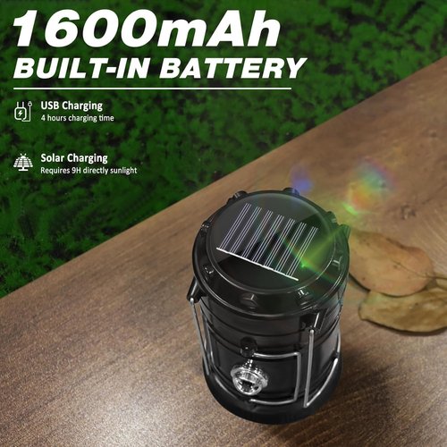 DIBMS Solar Camping Lantern - 4-Pack Collapsible LED | USB Rechargeable Emergency Lights for Outdoor Use
