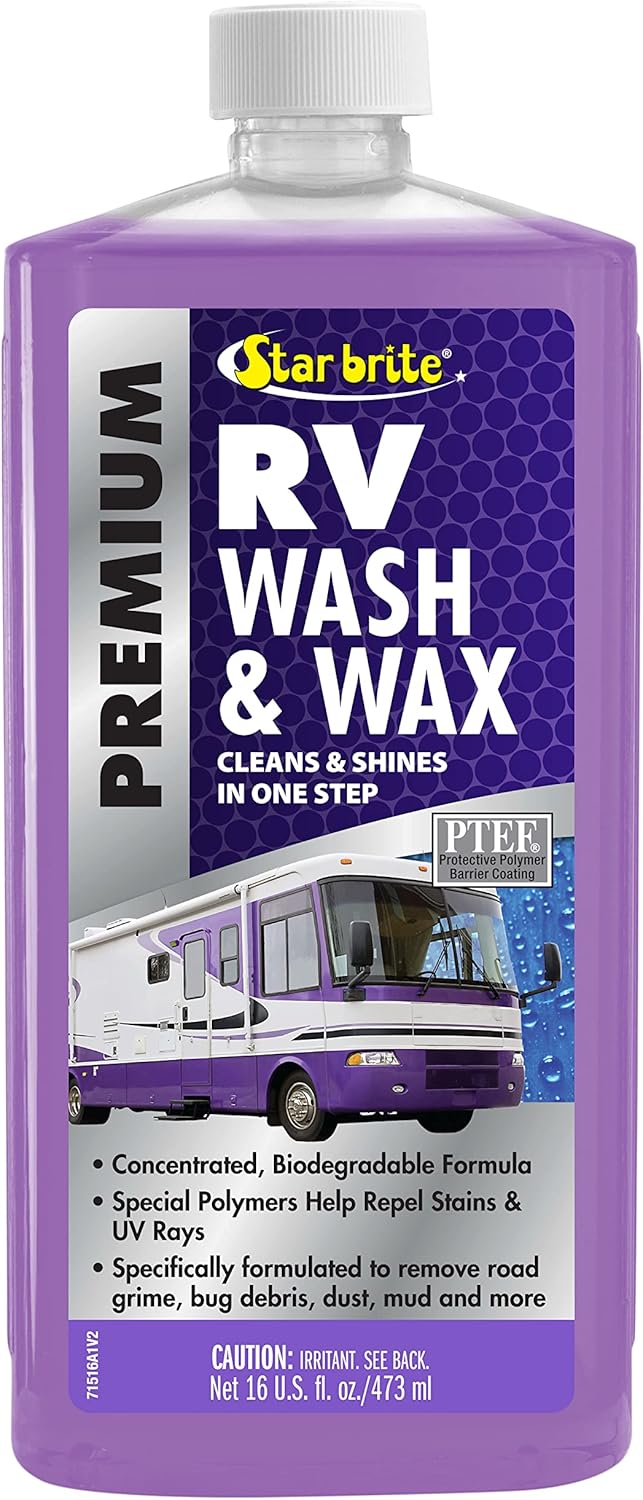 Star Brite RV Wash & Wax - One-Step Cleaner with UV Protection for RVs & Campers - 16 Oz