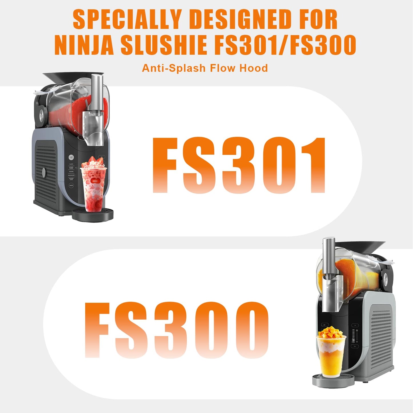 Anti-Splash Flow Hood For Ninja Slushie Machine FS301/FS300 - Liquid Guide Cover - Ninja Slushie Machine Accessories - No Spills When Pouring Beverages/Fruit Juices - Tool-Free Installation