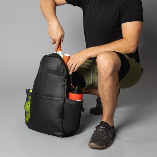 Masaya Compact Pickleball Sling Bag – 18L, Fits 3 Paddles – Lightweight, Durable, Water-Resistant, Minimal Branding, Fence Hook, Water Bottle Holder, Multi-Pocket, Adjustable Strap (Black)