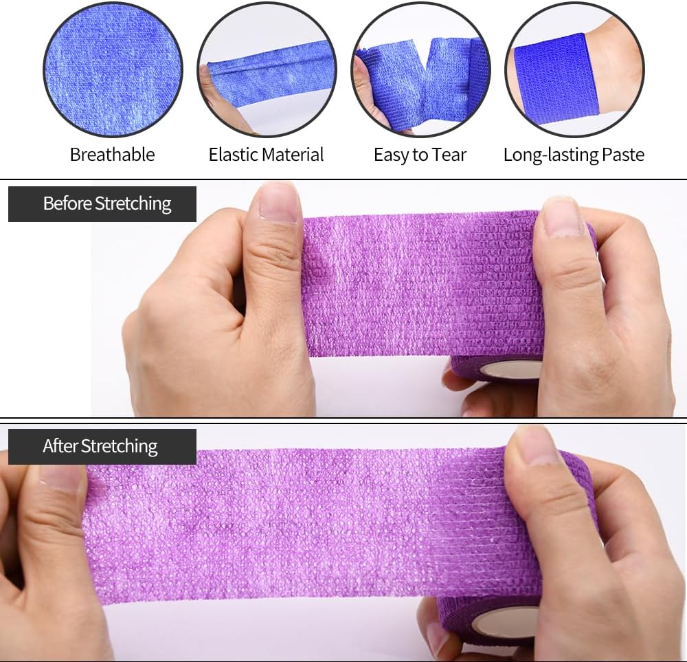 Skiennix Self-Adhesive Bandage Wraps - 6 Pack, 5 Yards Each, 12 Color Options for Sports & Injury Recovery