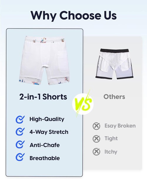 Maamgic Boys Swim Trunks - Compression Liner & Anti-Chafe Design | Stretchy Swim Shorts with Zipper Pocket