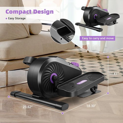 FUNMILY Under Desk Elliptical, Ellipse Leg Exerciser, Standing or Seated Mini Elliptical Machines, Portable Bike Pedal Exerciser for Seniors/Adults, Leg Workout Equipment for Home/Office (Violet)
