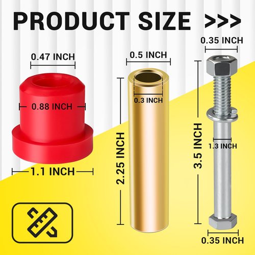 DRIVE UP Golf Cart Bushings Kit for Club Car DS, Front or Rear Leaf Spring Red Polyurethane Bushings Sleeves and Screw Set for Club Car DS 1992-Up Gas and Electric Models OEM 1015583 1012303 8755