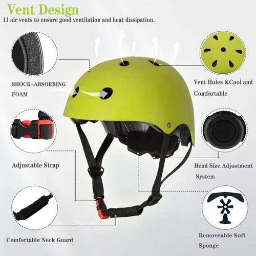 FOOKCIAN Kids Helmet - Adjustable Toddler Skateboard Helmet with Knee & Elbow Pads | Ages 2-14, Multi-Color
