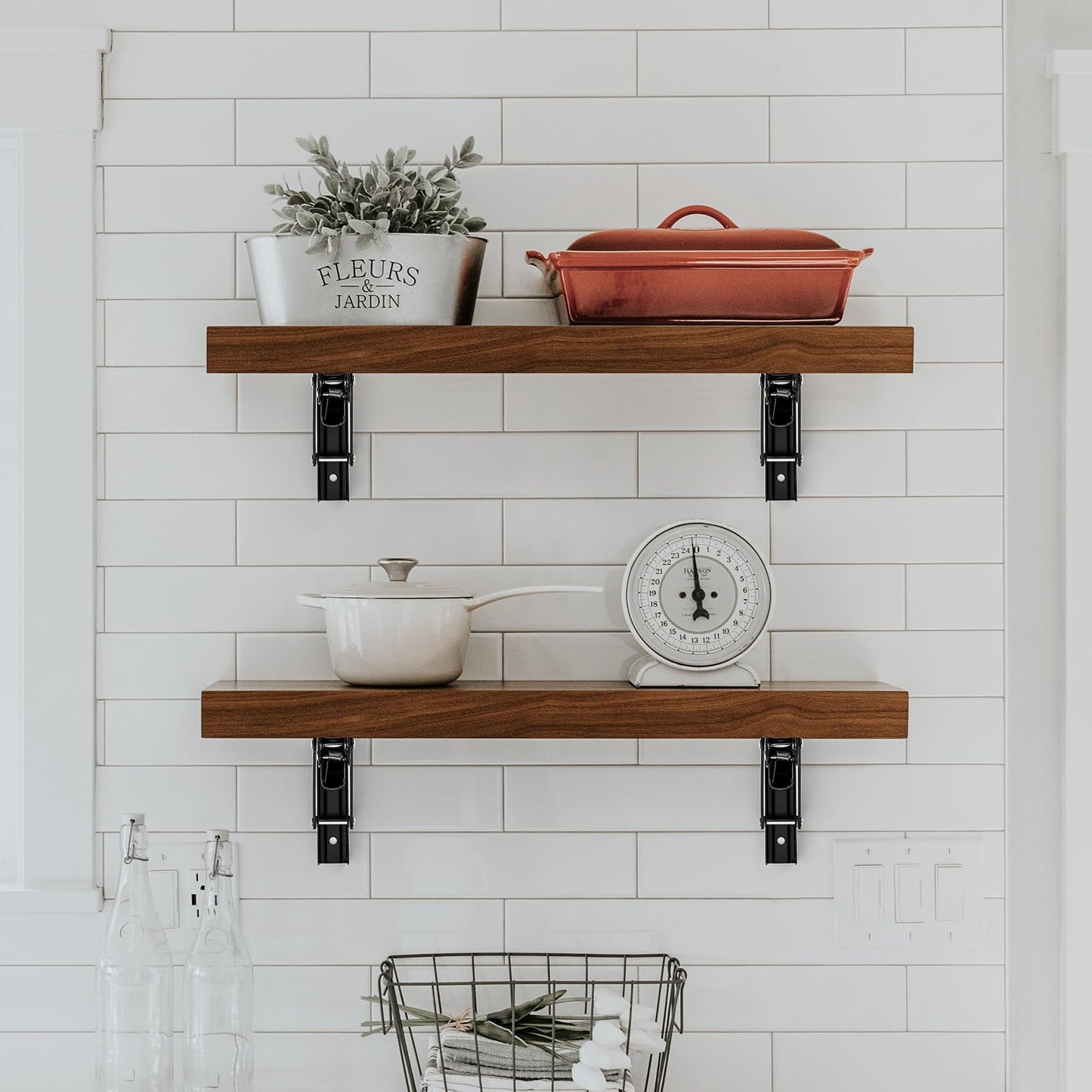 Ravinte 6 Inch Heavy Duty Folding Shelf Brackets - Collapsible Matte Black Brackets for Table, Bench, Space Saving Design, 2 Pack