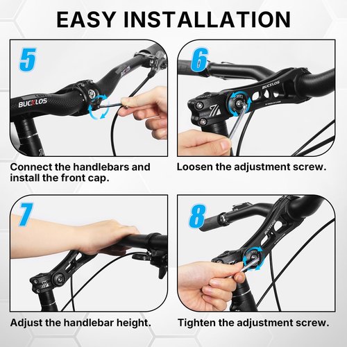 BUCKLOS Adjustable Bike Stem MTB 25.4mm 31.8mm 90/110/130/145mm 80 Degree Bike Stem Riser for Angle Adjustment, Bicycle Handlebar Extension for Commuter Bikes, E-Bike, Mountain, Road Bicycles