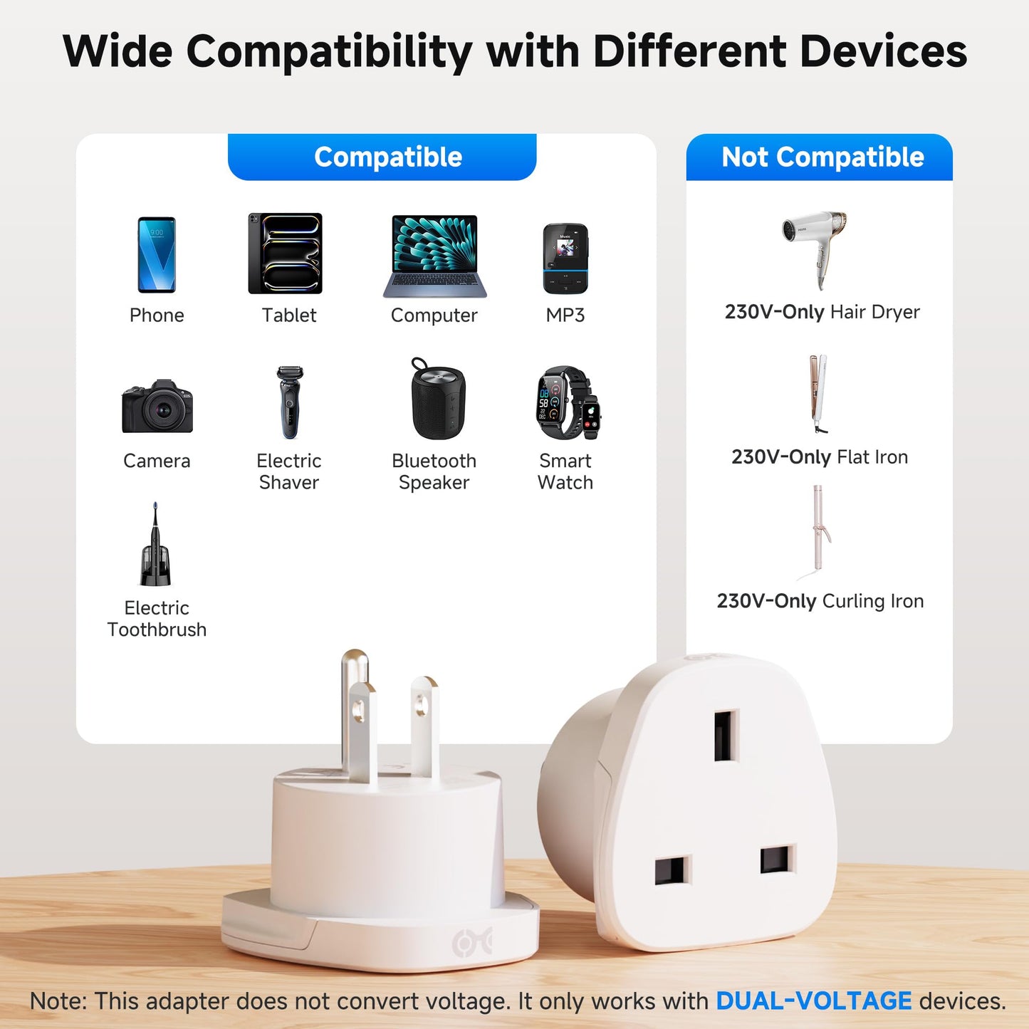 Cable Matters UK to US Plug Adapter, Convert Type B Outlet to Work with Type G Plugs from United Kingdom/Ireland/Singapore/Dubai/Malaysia/Hong Kong, CE & RoHS Certified