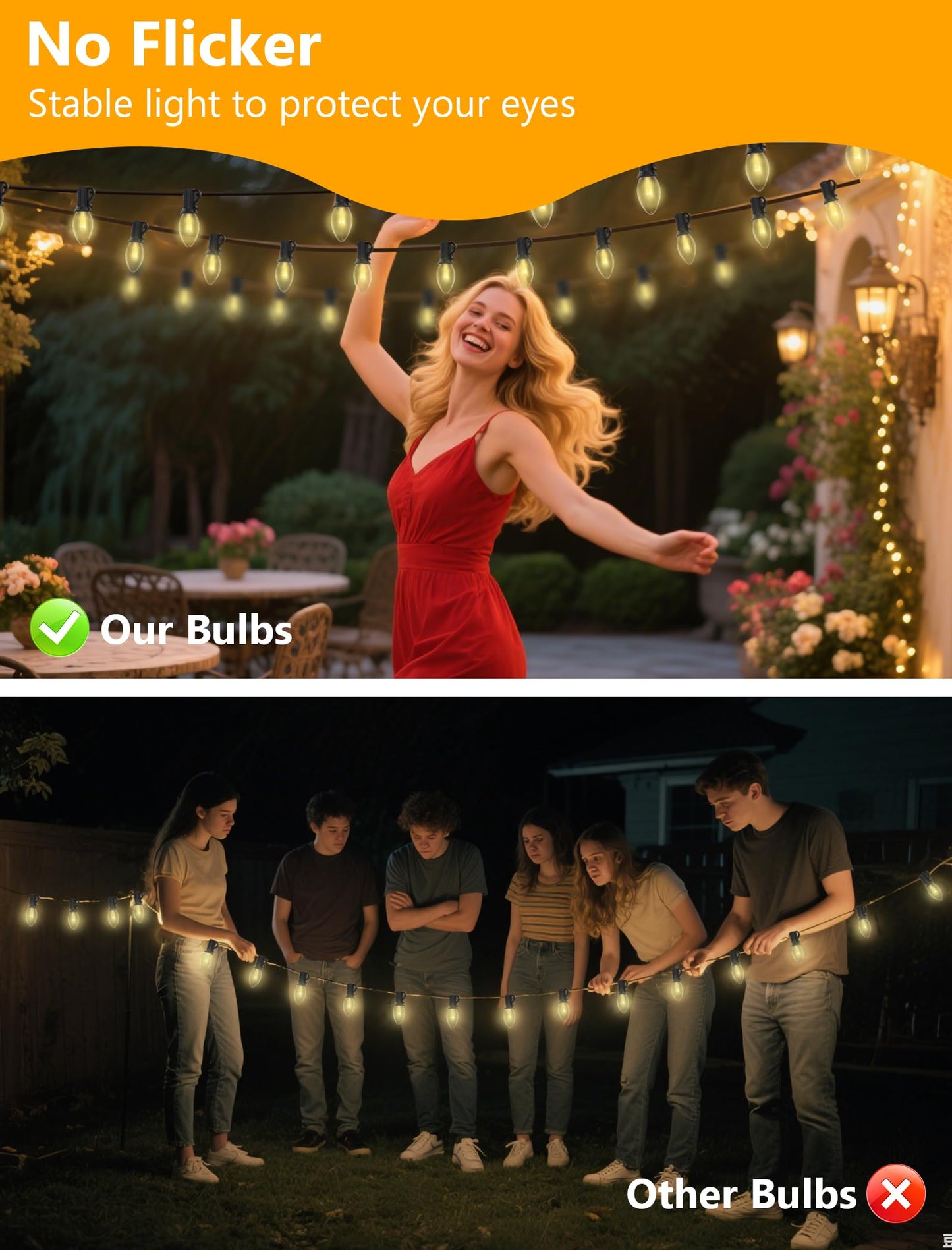 25 Pack C7 Clear Replacement Light Bulbs, E12 Candelabra Base 5W Warm White Incandescent Bulbs for Indoor Outdoor Christmas String Lights, Night Lights, Christmas Village Houses, Window Candles Decor