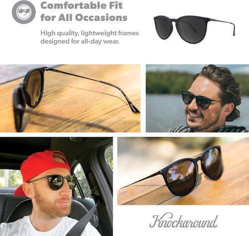 Knockaround Polarized Sunglasses for Women & Men - Round Design with UV400 Protection