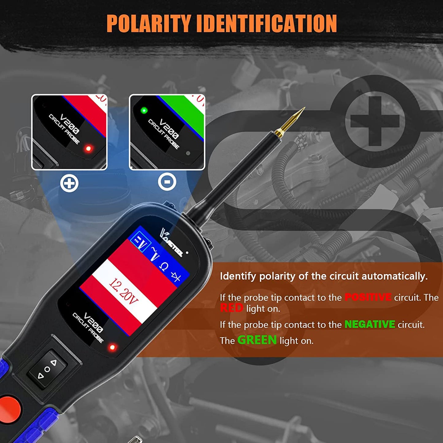 VDIAGTOOL V200 Automotive Circuit Tester, Electrical Power Circuit Probe Tester Kit, 12V 24V Short/Open Breaker Finder, Component AC DC Diode Resistance Relay Fuse Light Test, 20+20Ft